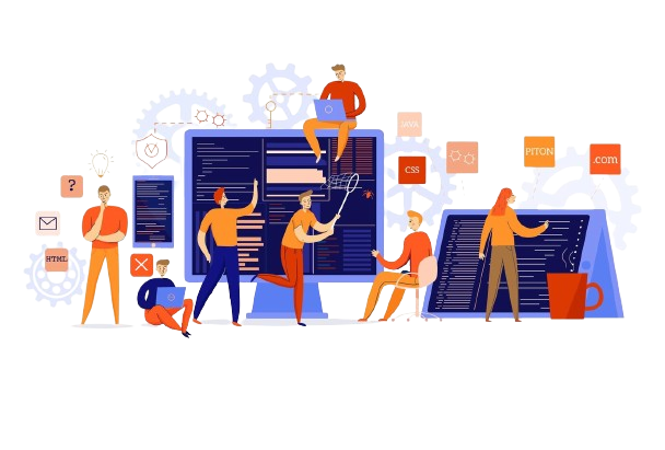 Team working on software solutions